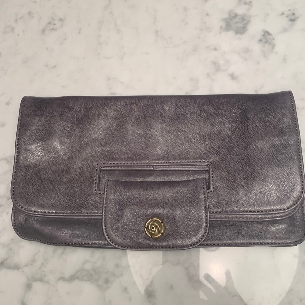 Leather clutch grey
